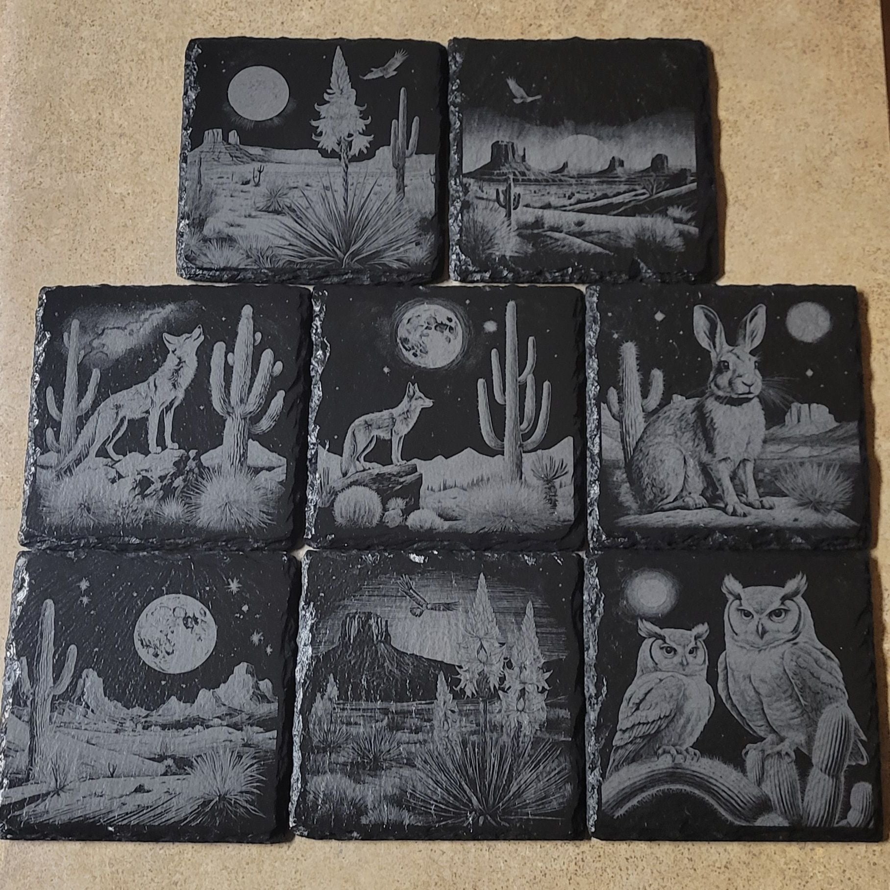 Slate Coaster Set of 4-Desert Landscape