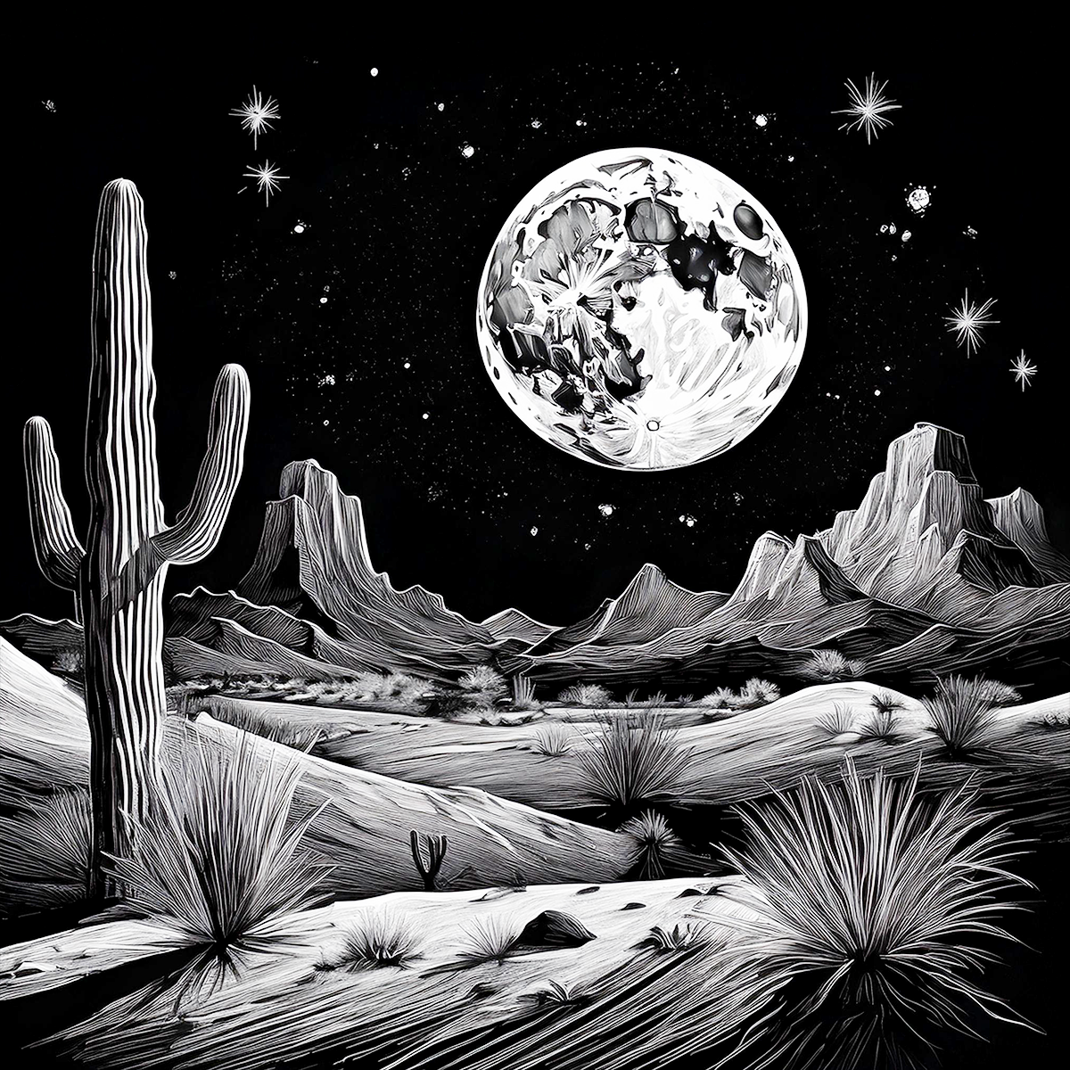 Slate Coaster Set of 4-Desert Landscape