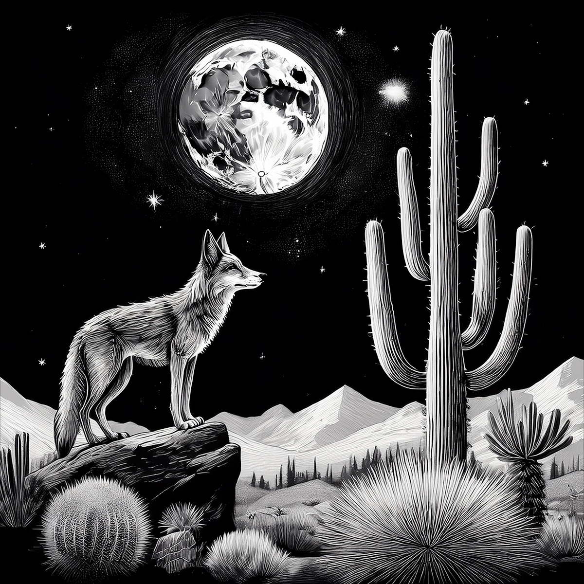 Slate Coaster Set of 4-Desert Landscape