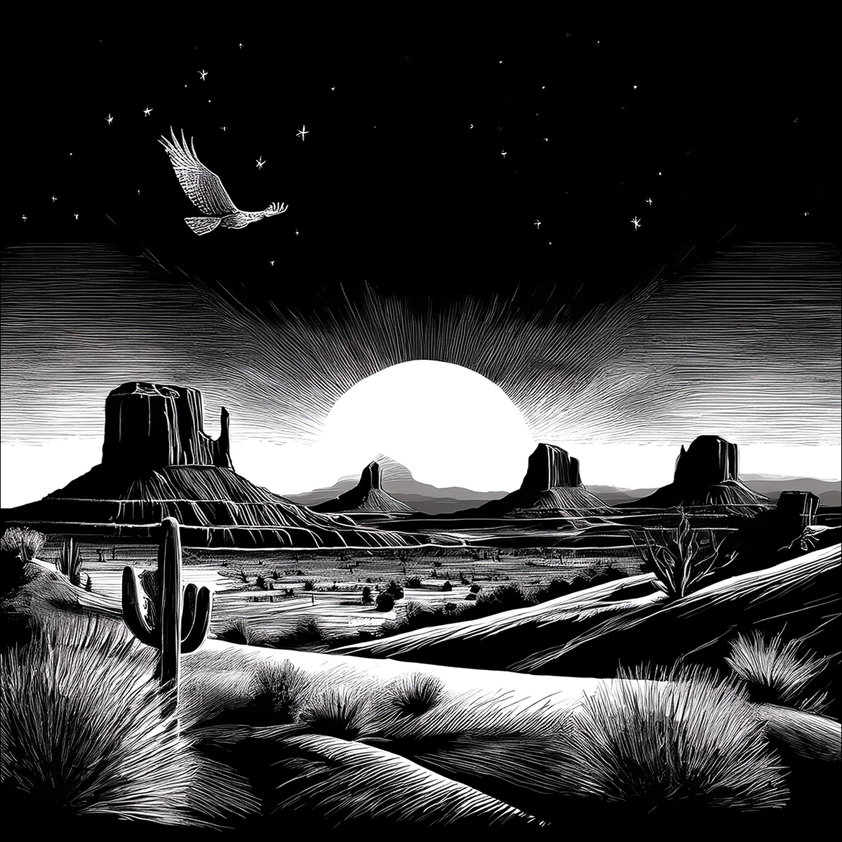 Slate Coaster Set of 4-Desert Landscape