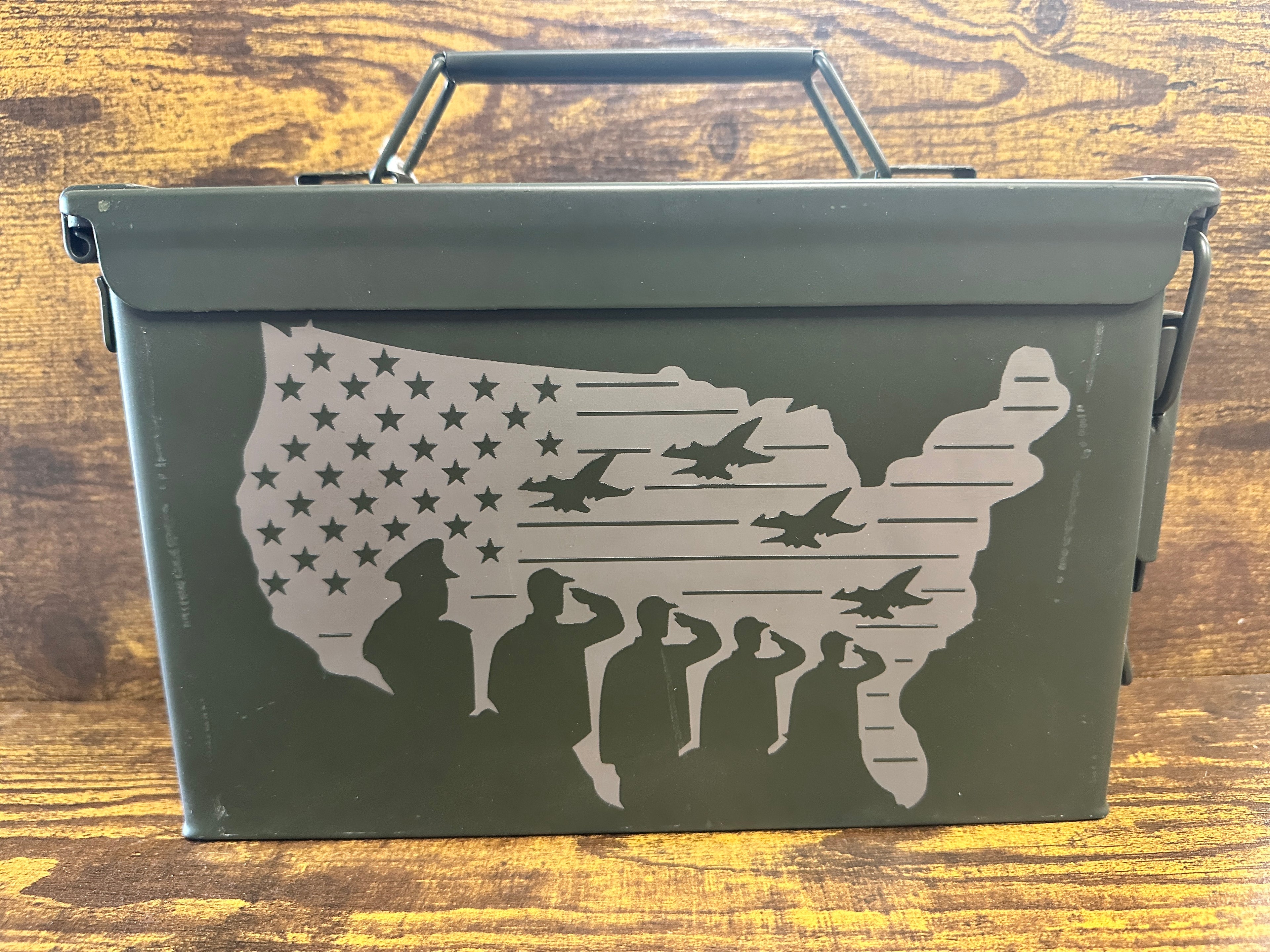 Custom Engraved .50 Cal Ammo Can – Genuine US Army Surplus | Double-Side Engraving