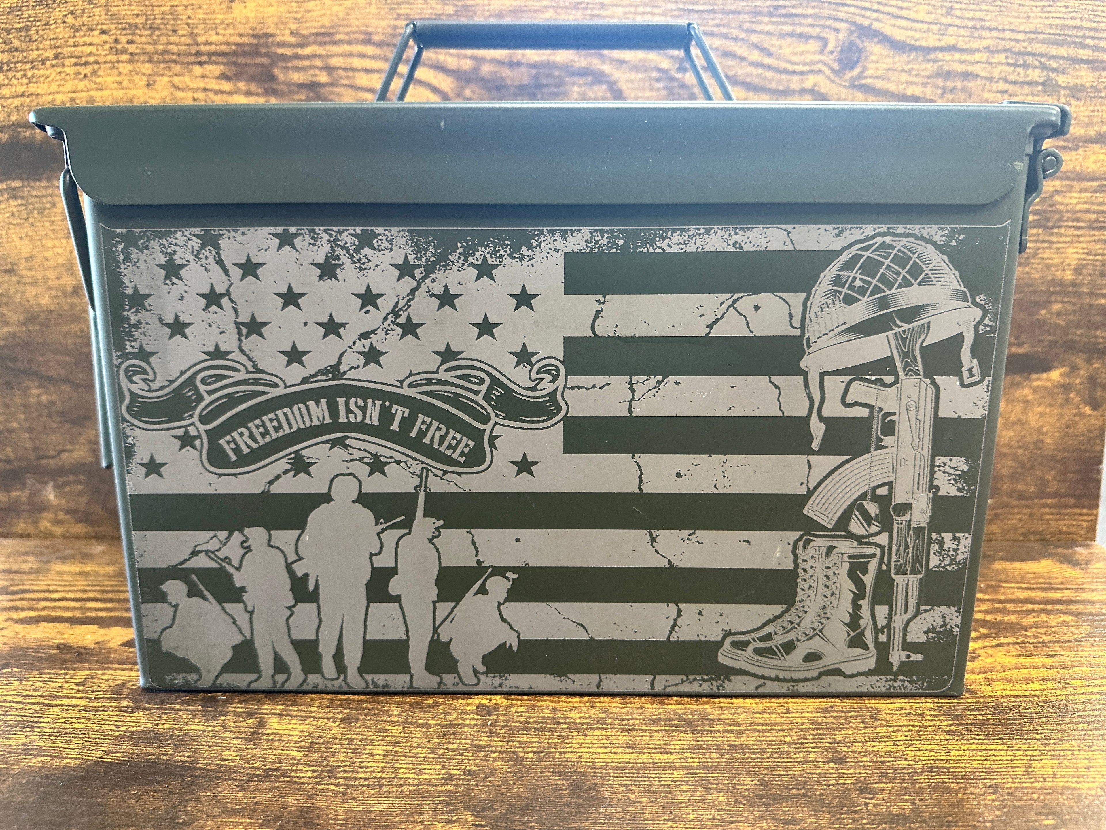 Custom Engraved .50 Cal Ammo Can – Genuine US Army Surplus | Double-Side Engraving