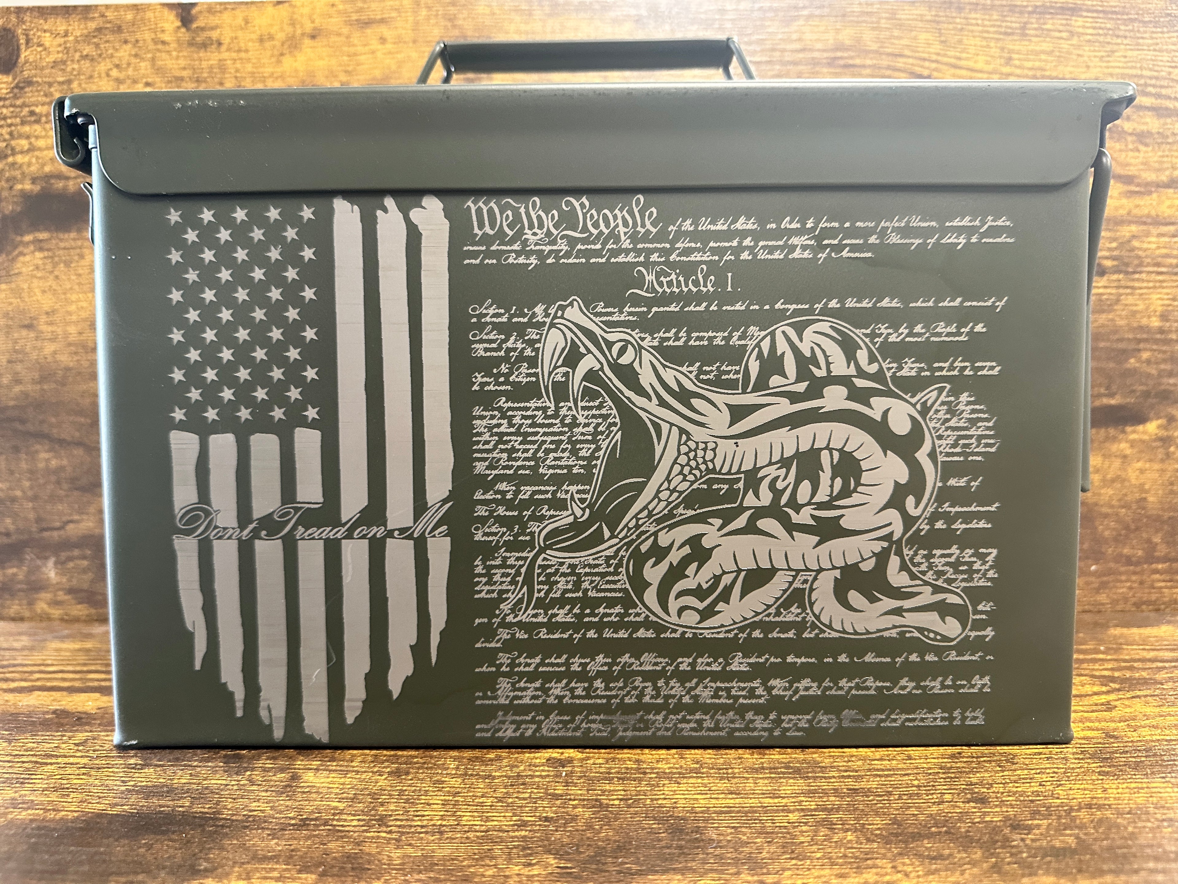 Custom Engraved .50 Cal Ammo Can – Genuine US Army Surplus | Double-Side Engraving